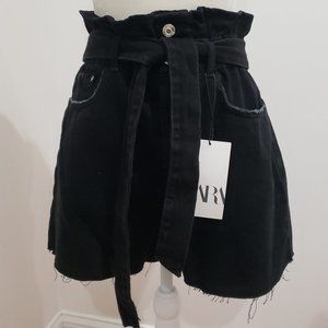 PAPERBAG WAIST DENIM SHORTS